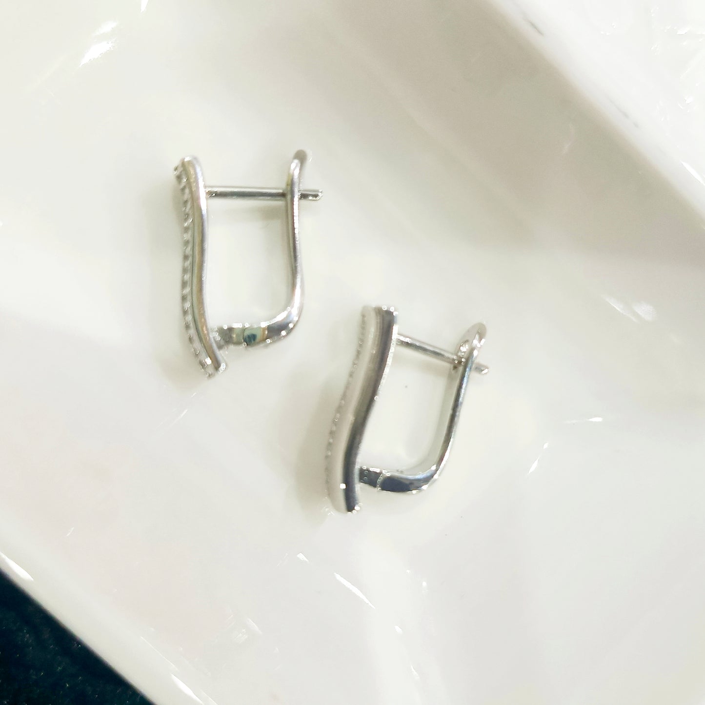 Elegant Stainless Steel Crystal Studded Earrings