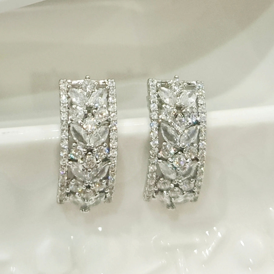 Rectangular Shiny Zircon Earrings
