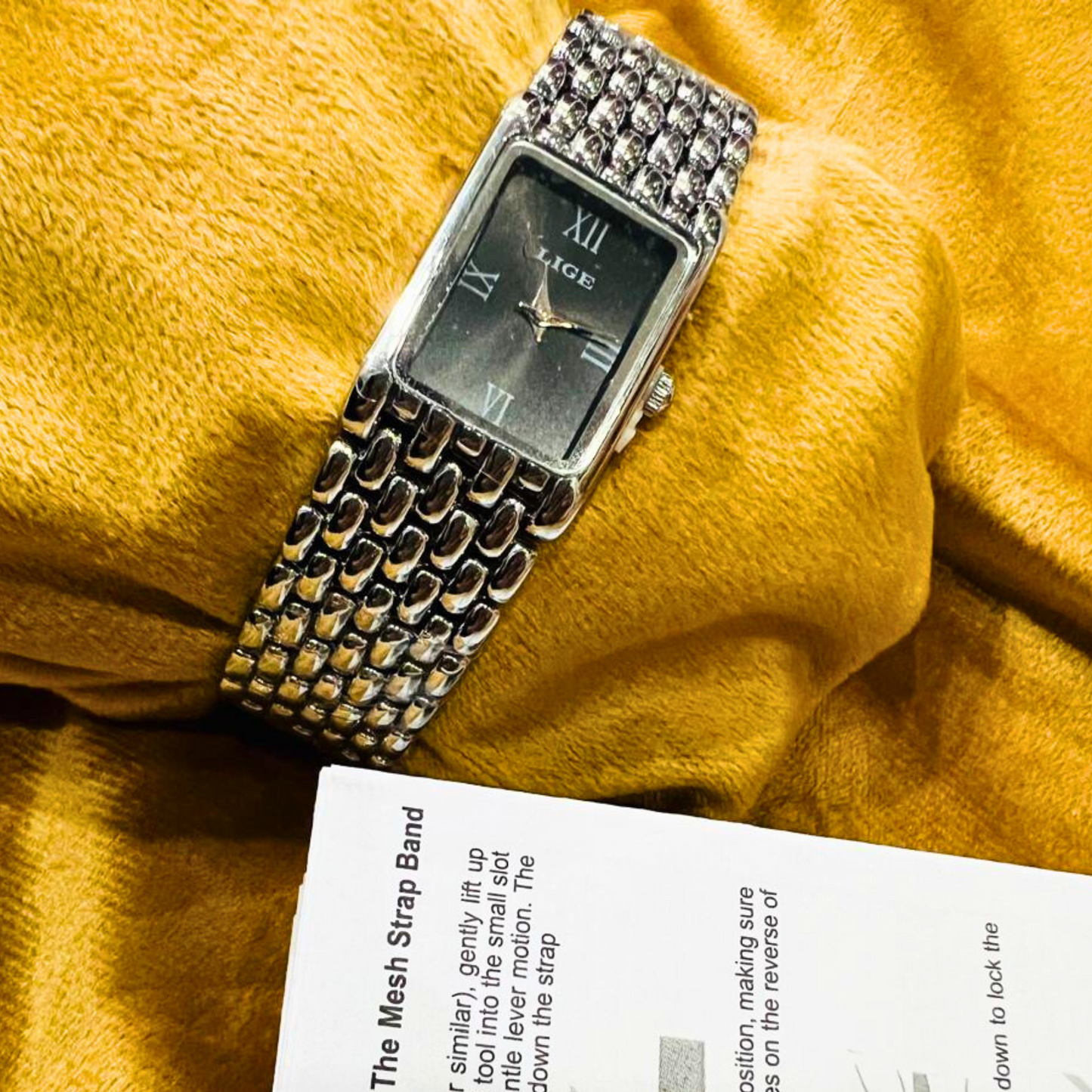 High Grade Silver Watch with Black Dial