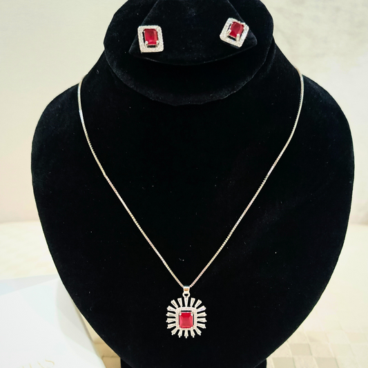Trendy Zircon Studded Pendant Set