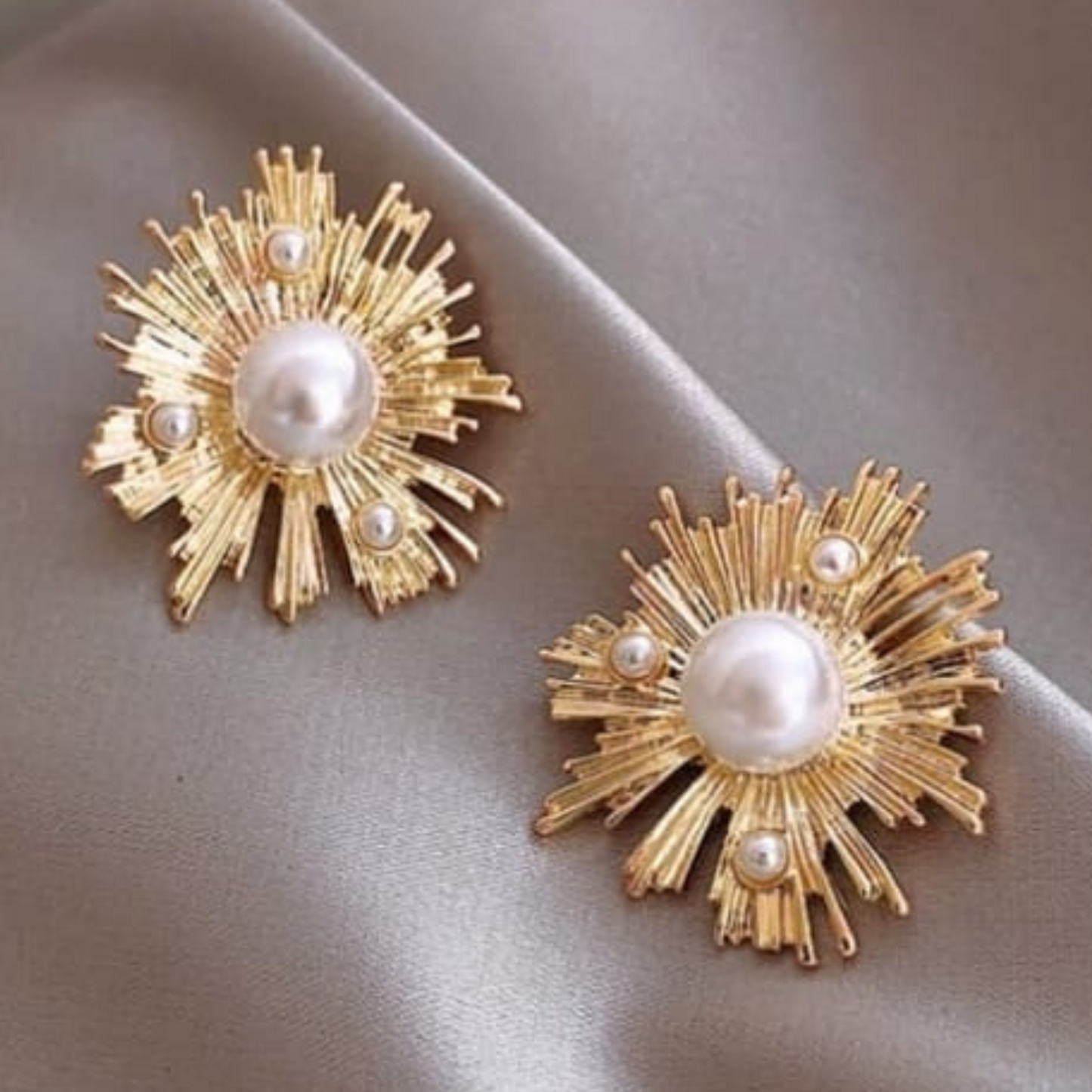 Stylish Golden Pearl Earrings