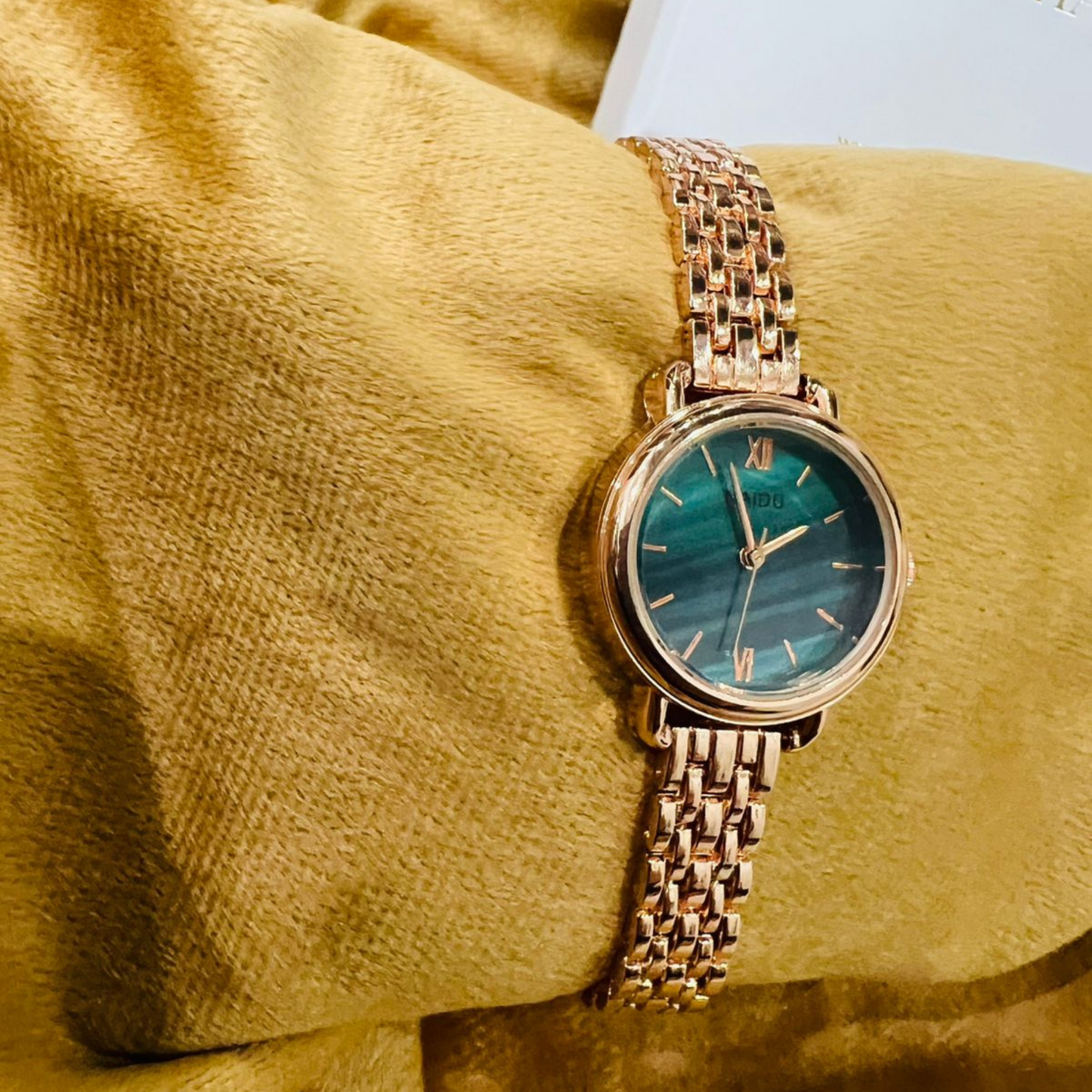 Copper Watch with Teal Marble Dial | Elegant & Unique Timepiece |