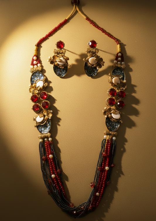 Luxury Classy Maroon Grey Mala Set