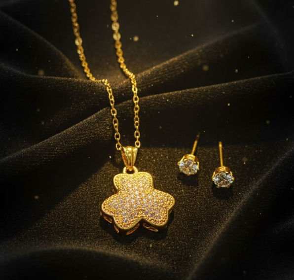 Elegant Crystal Studded Pendant Set