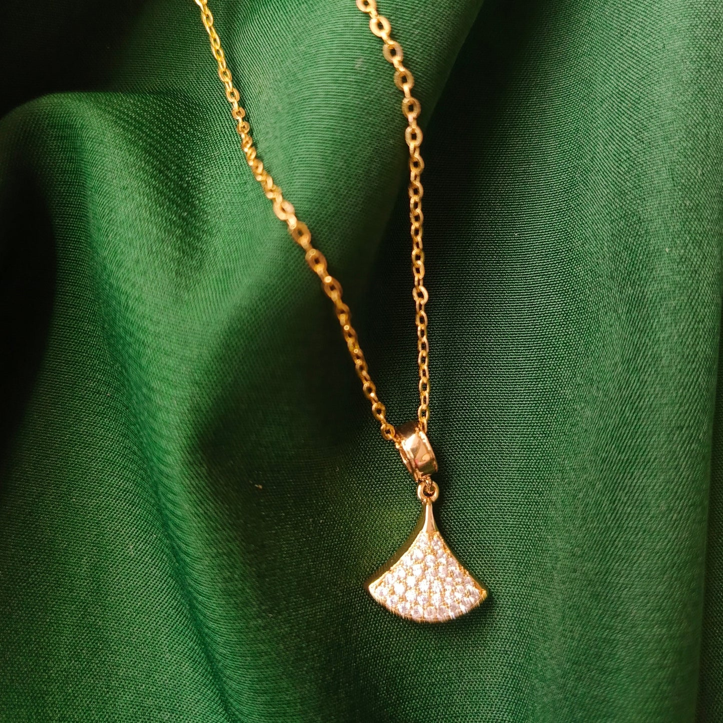 Elegant Golden Zircon Studded Pendant