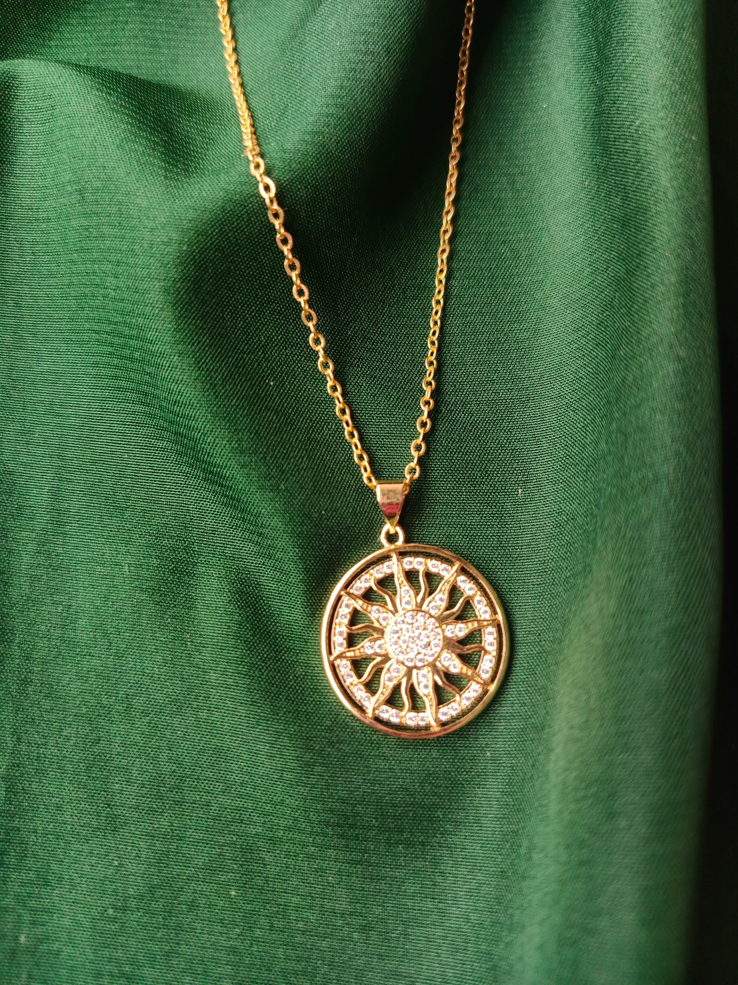 Golden Crystal Studded Pendant