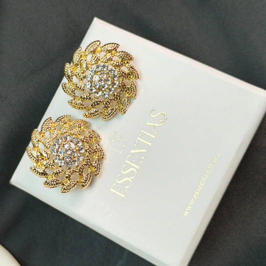 Golden Crystal Studded Earrings