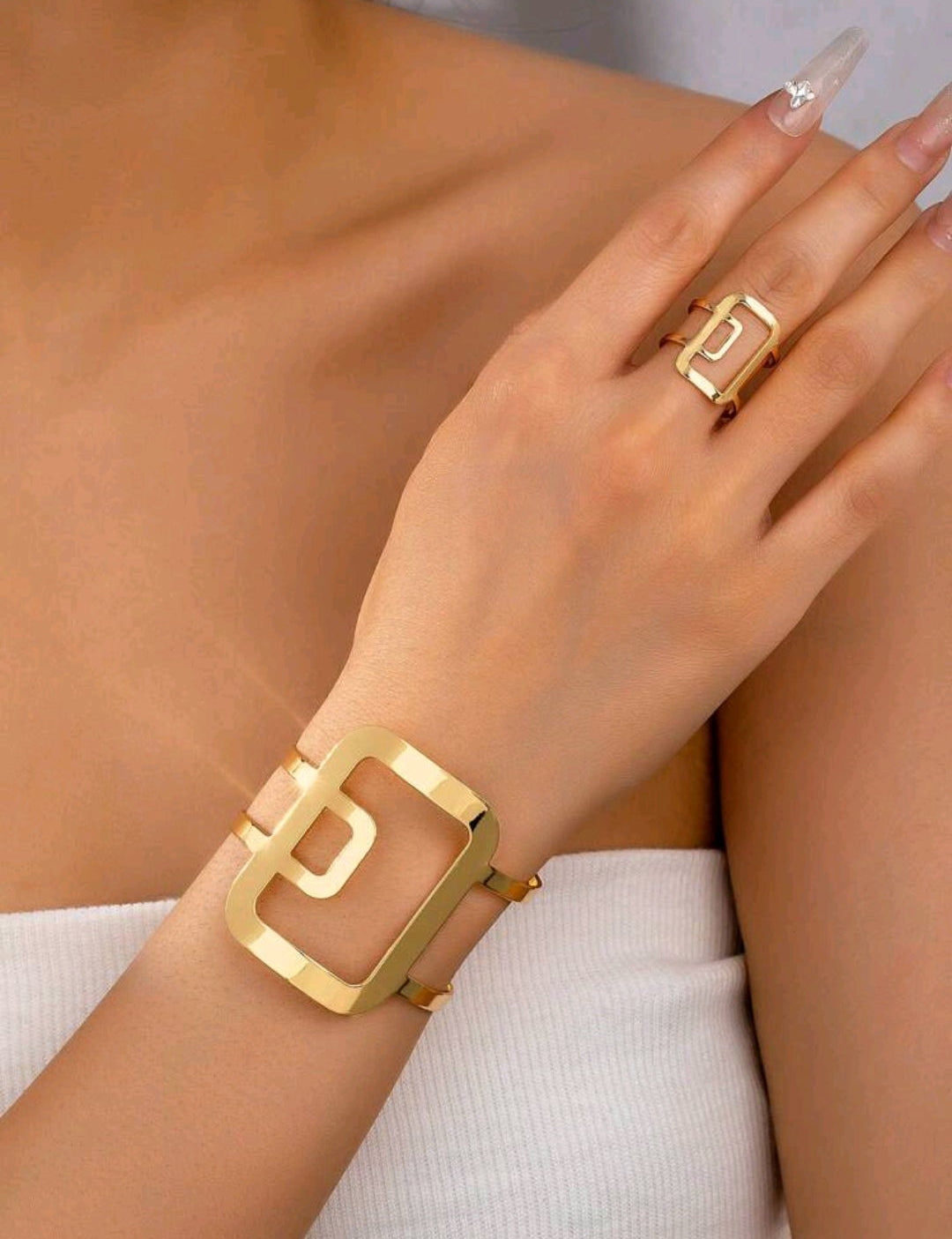 Elegant Geometric Cuff Bracelet Set