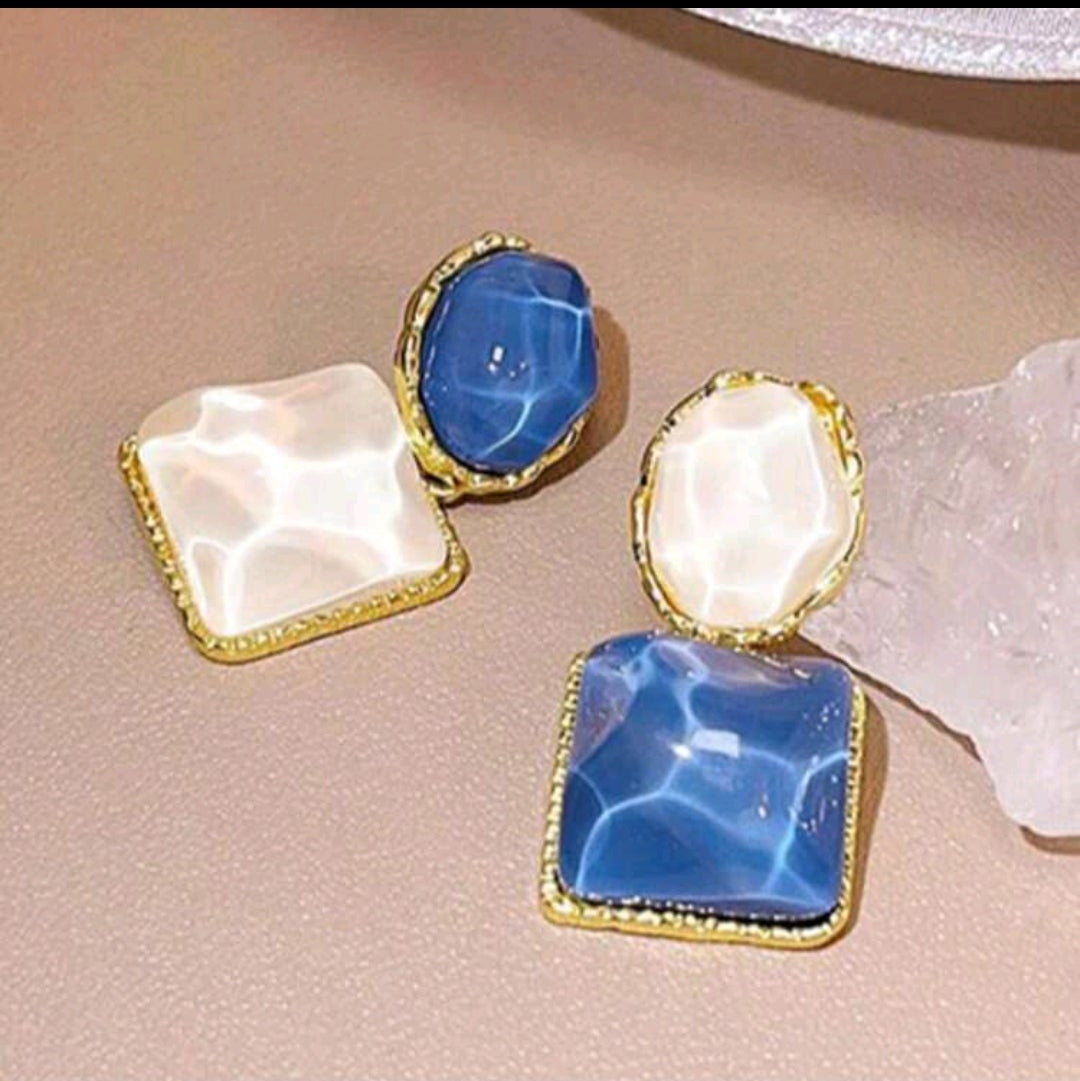 Unique Water Wave Square Earrings