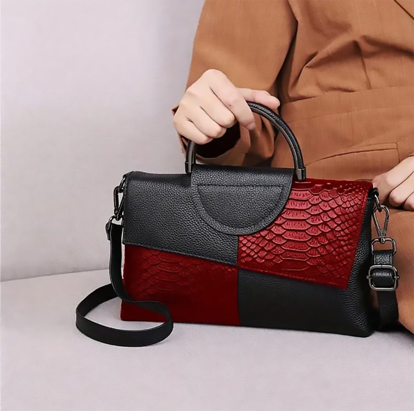 Elegant Red & Black Bag