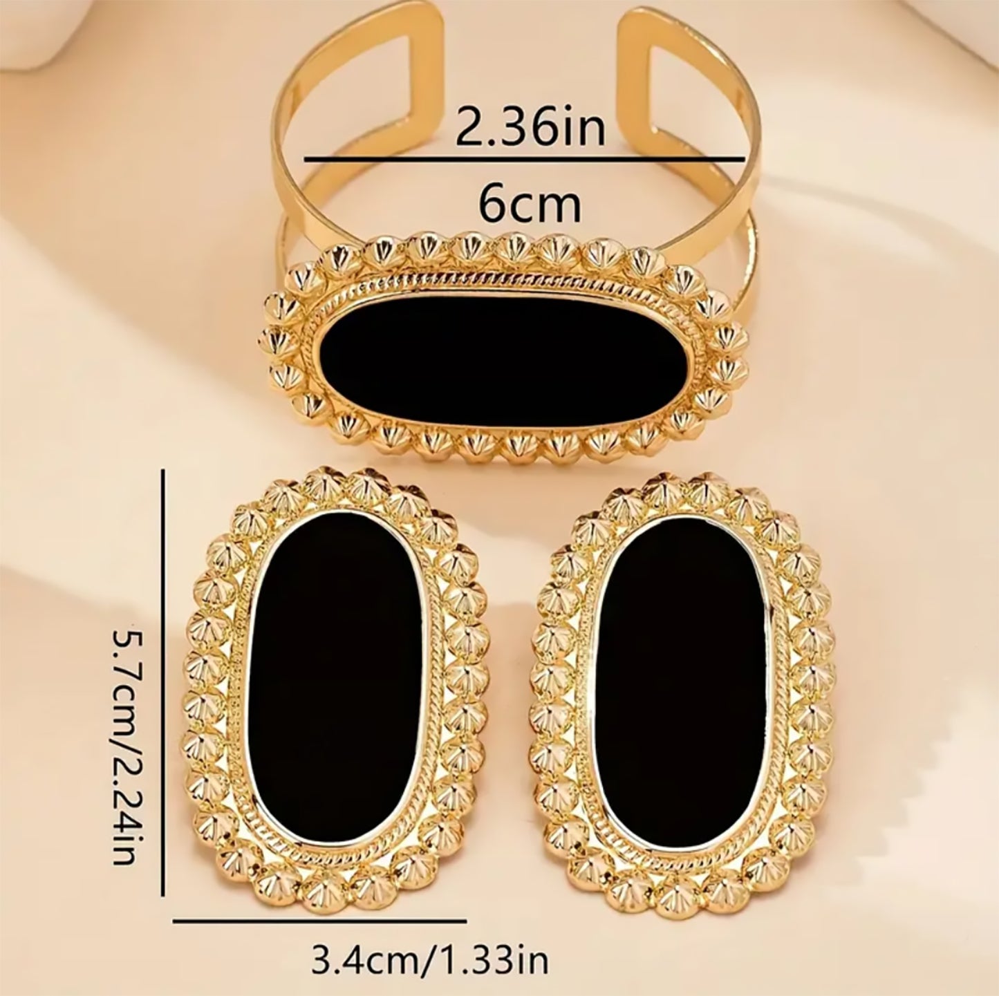Stylish Black and Golden Bracelet Set
