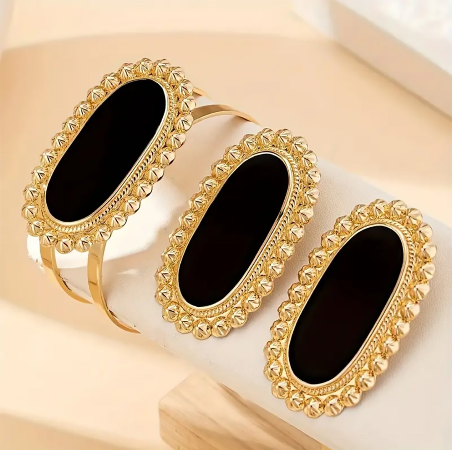 Stylish Black and Golden Bracelet Set