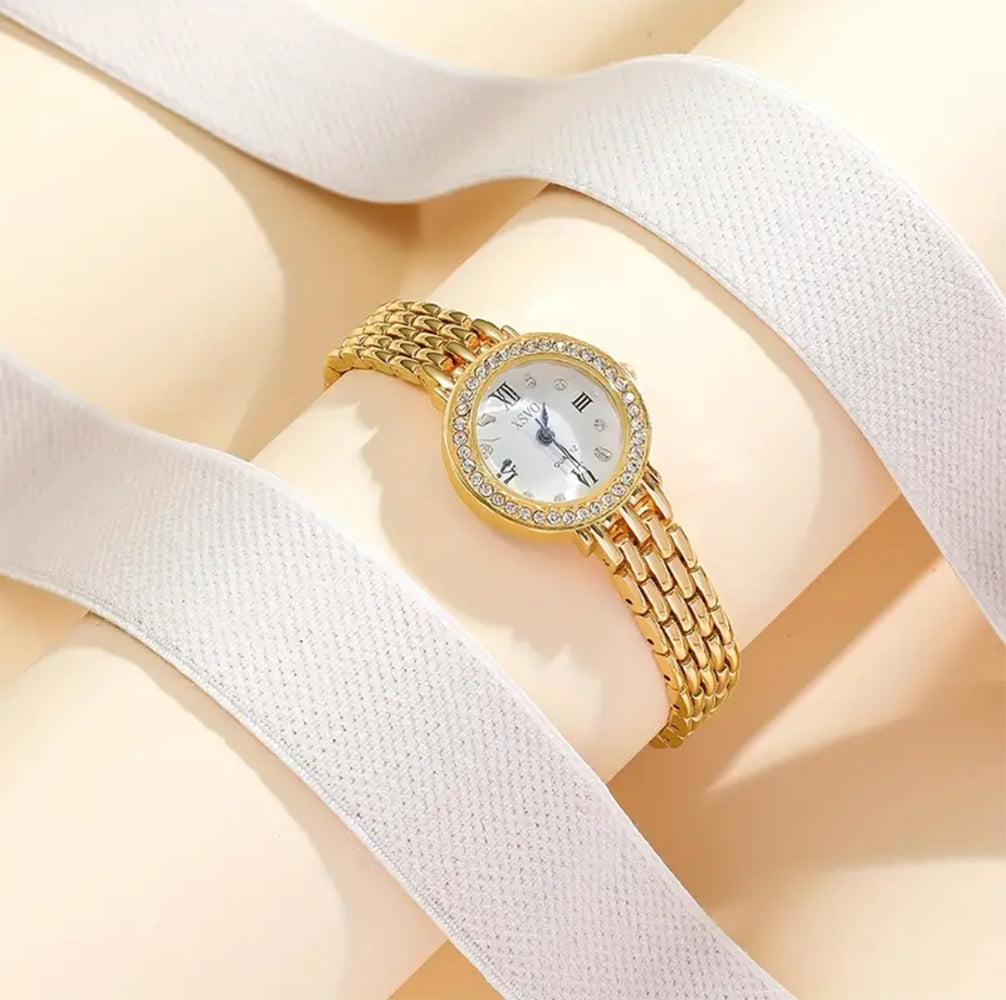 Premium Golden Zircon Studded Watch