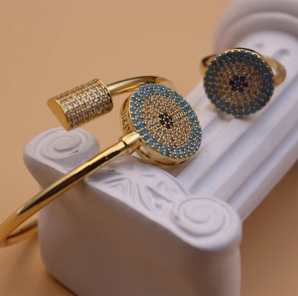 Stylish full Zirconium Golden Bracelet Set