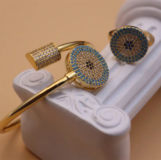 Stylish full Zirconium Golden Bracelet Set