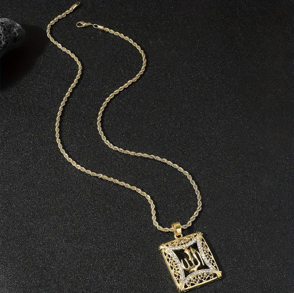 Zircon Studded Golden Pendant – ESSENTIAS