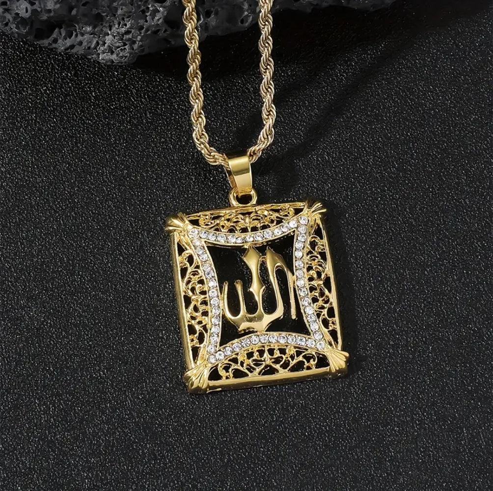 Zircon Studded Golden Pendant – ESSENTIAS