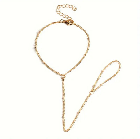 Golden Bracelet Ring Chain