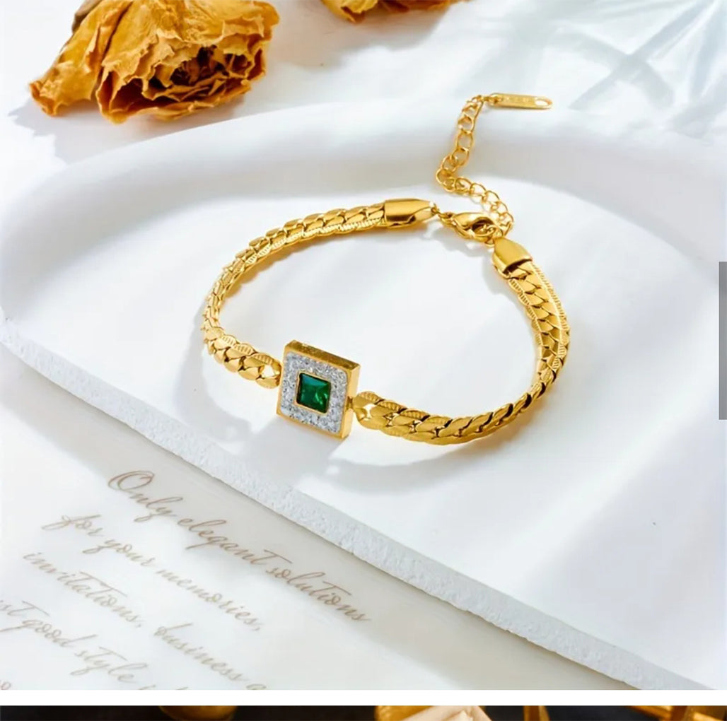 Stylish Square Zircon Studded Bracelet