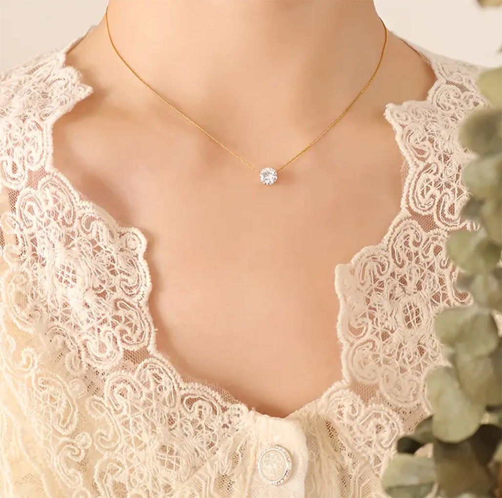Elegant Golden Round Crystal Pendant