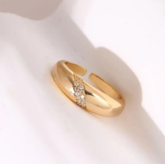 Golden Ring With Sparkling Cubic Zirconia