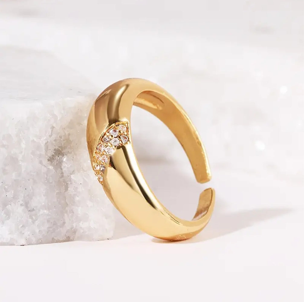 Golden Ring With Sparkling Cubic Zirconia