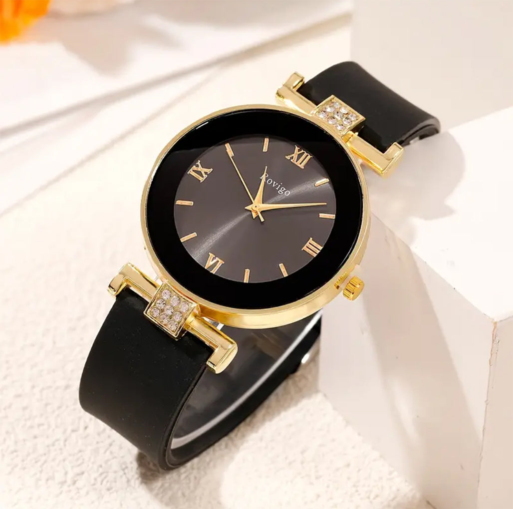 Premium Black and Golden Strap Watch