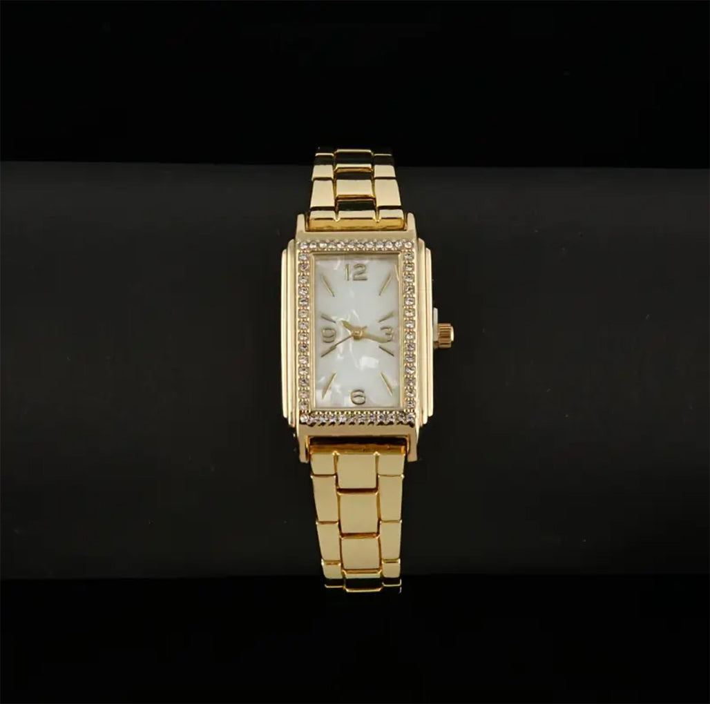 Premium Golden-Tone Crystal Studded Watch – Elegant Luxury Timepiece