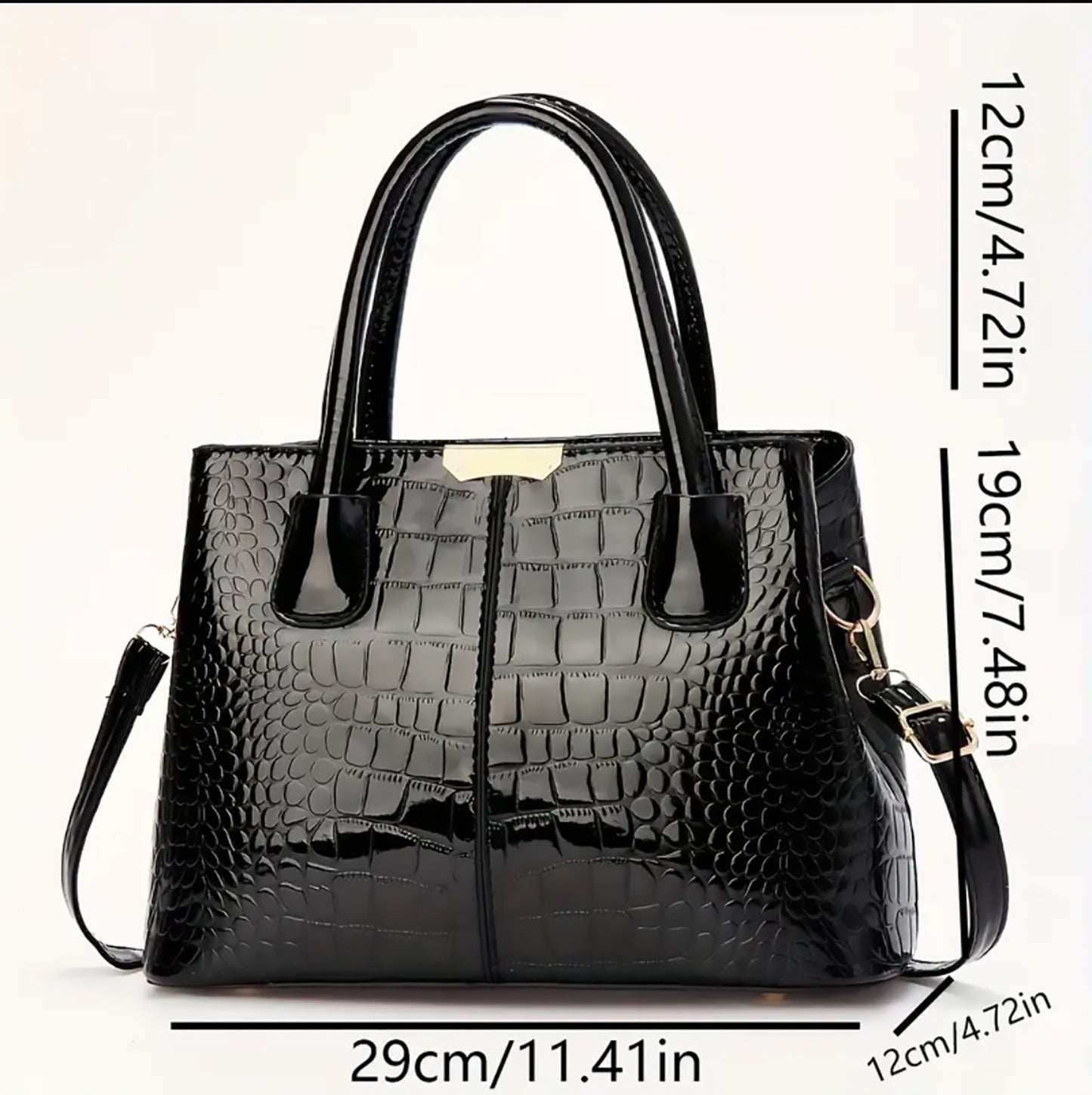 Black Crocodile Pattern Bag – ESSENTIAS