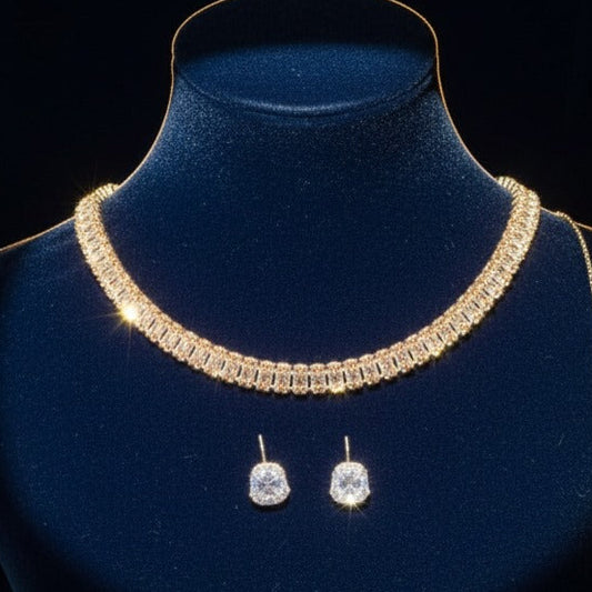 Elegant Shiny Crystal Necklace Set