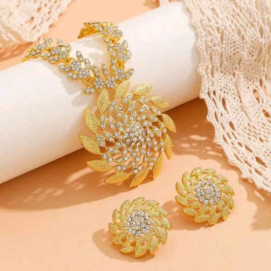 Elegant Golden Wheat Tassel Pendant Set