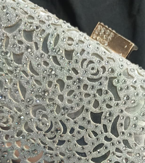 Luxury Silver Stone Clutch