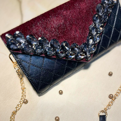 Premium Black and Red Luxury Stone Bag