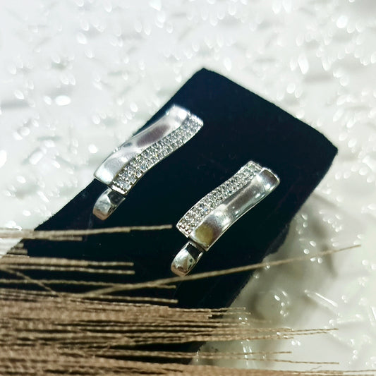Elegant Stainless Steel Crystal Studded Earrings