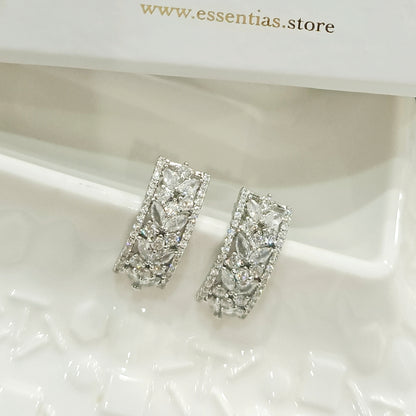 Rectangular Shiny Zircon Earrings