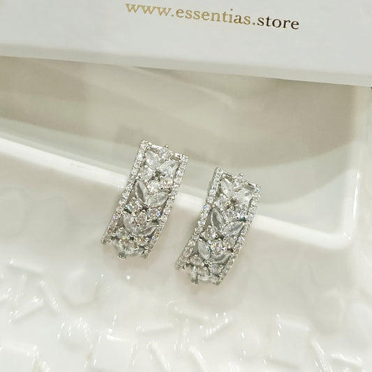 Rectangular Shiny Zircon Earrings