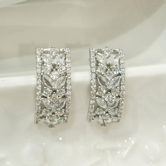 Rectangular Shiny Zircon Earrings