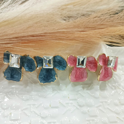 Square Crystal Leaf Design Earrings