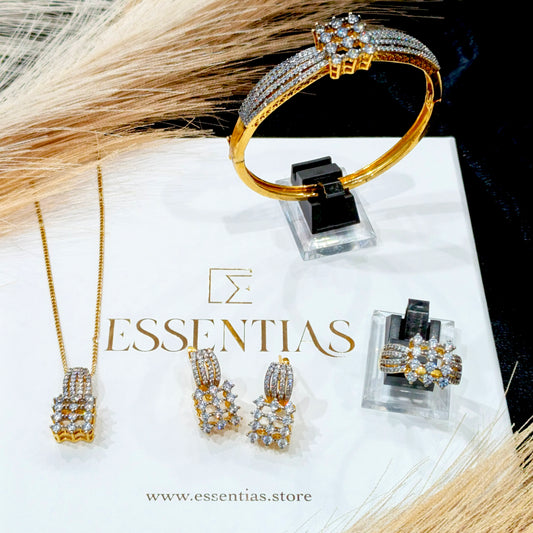 Premium Gold Plated Zircon  Pendant Bracelet Set