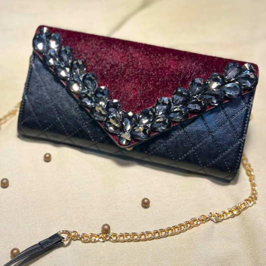 Premium Black and Red Luxury Stone Bag