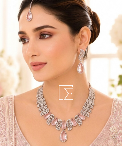 Elegant Crystal Zirconium Necklace Set