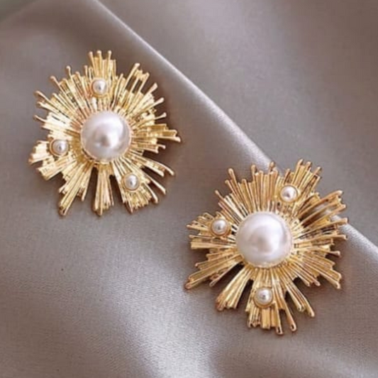 Stylish Golden Pearl Earrings