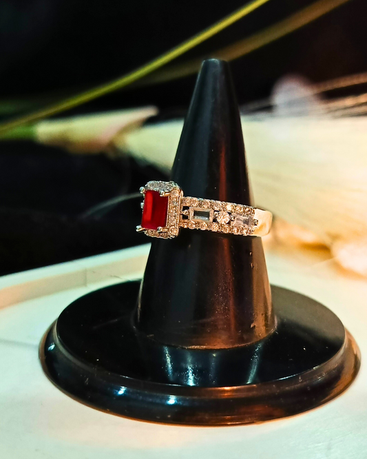 Red Cubic Zirconia Ring – Bold Sparkle with Elegant Design