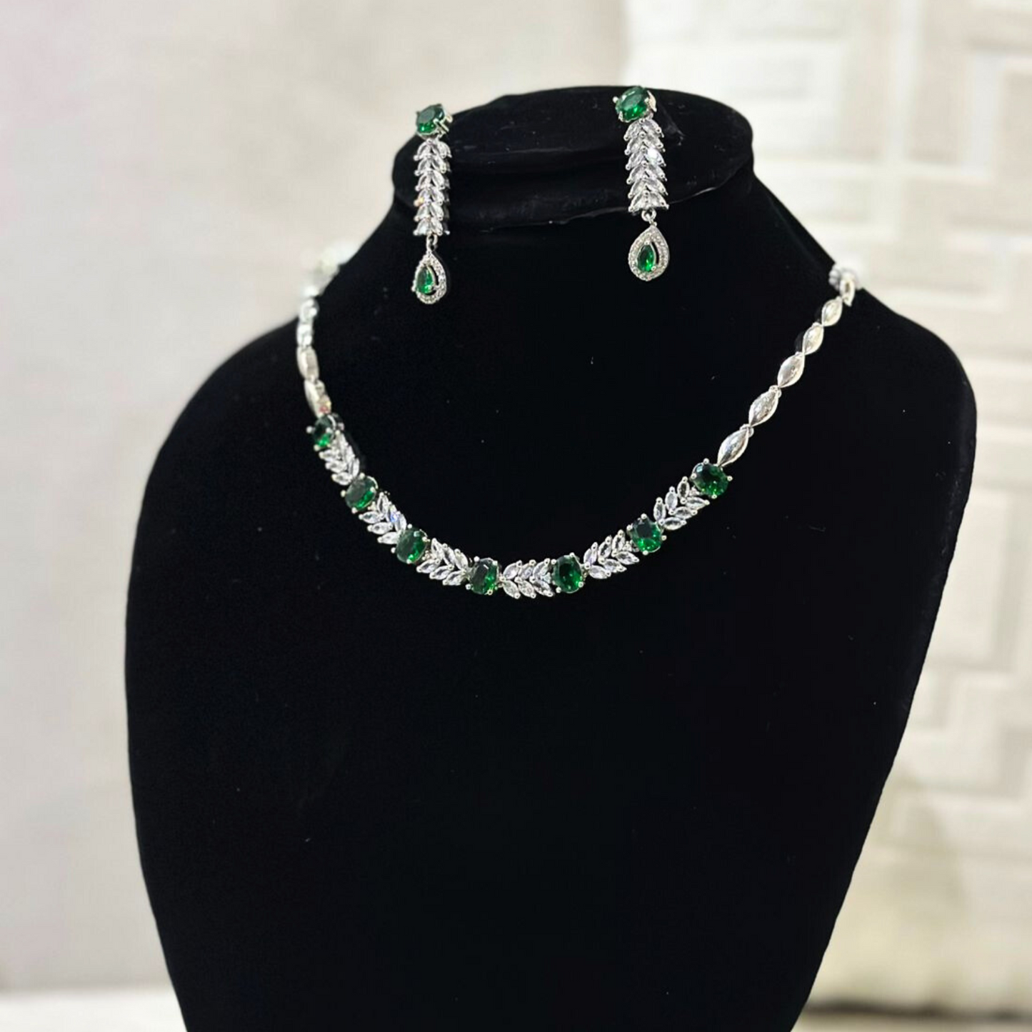 Premium Green Crystals Necklace Set