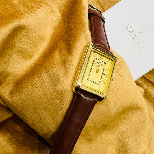 Modern Golden and Brown Belt Watch
