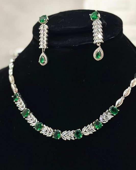 Premium Green Crystals Necklace Set
