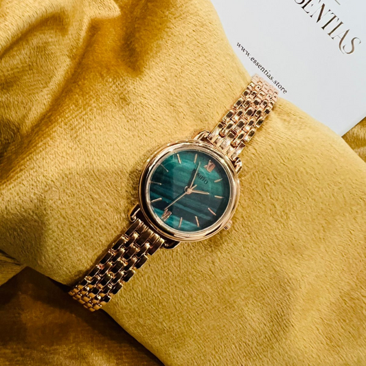 Copper Watch with Teal Marble Dial | Elegant & Unique Timepiece |
