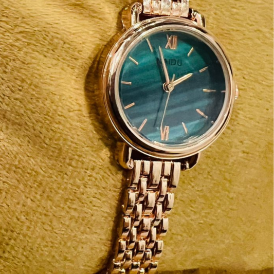 Copper Watch with Teal Marble Dial | Elegant & Unique Timepiece |