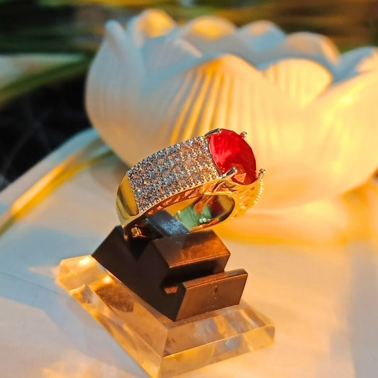 Premium Unique Red Stone Crystal Studded Ring