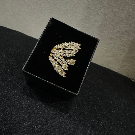 Gold & Silver Leaf Crystal Statement Ring